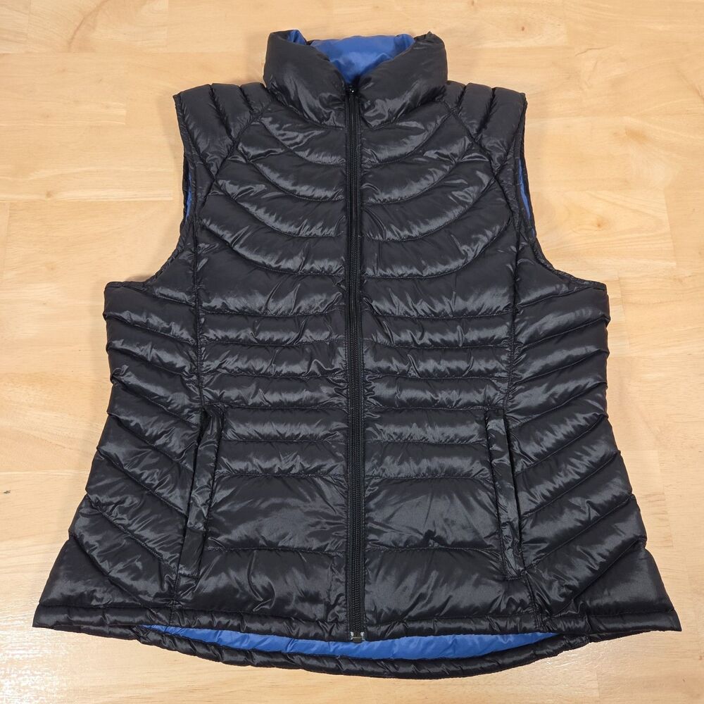 Bernardo Goose Down Puffer Vest Women's Sz L Black Blue Lightweight Packable